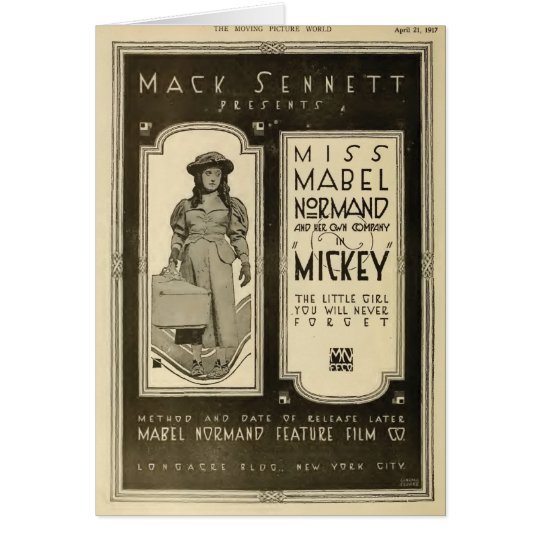 Mabel Normand 1917 Exhibitor Ad silent film Card