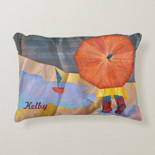 Mabell's Days, Splashing In a Puddle Decorative Pillow