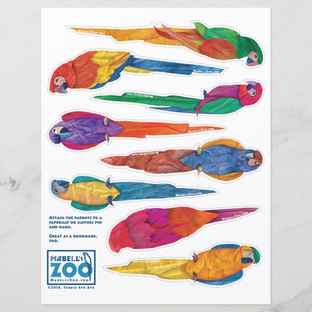 Mabell's Zoo Parrot Cutouts (Front)