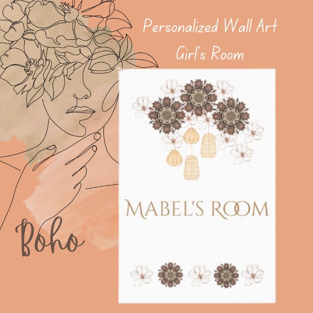 Mabel's Room (Personalized) Name Boho Floral Canvas Print (Creator Uploaded)