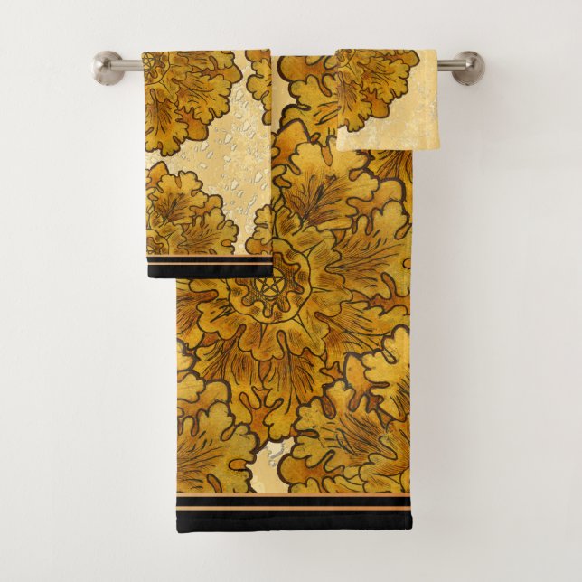 Mabon Equinox Oak Leaves Bath Towel Set (Insitu)