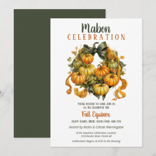 Mabon Harvest Fall Equinox Pumpkin Wreath Invitation