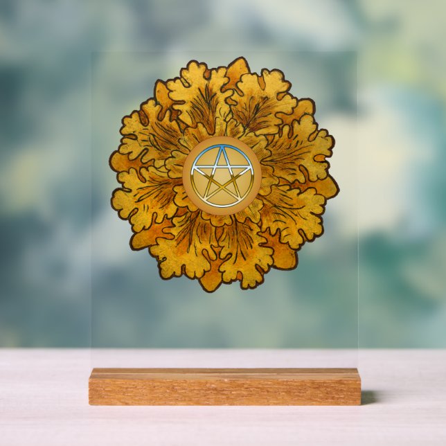 Mabon Oak Leaves Acrylic Sign (Neutral)