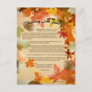 Mabon Swirling Leaf Spell Postcard