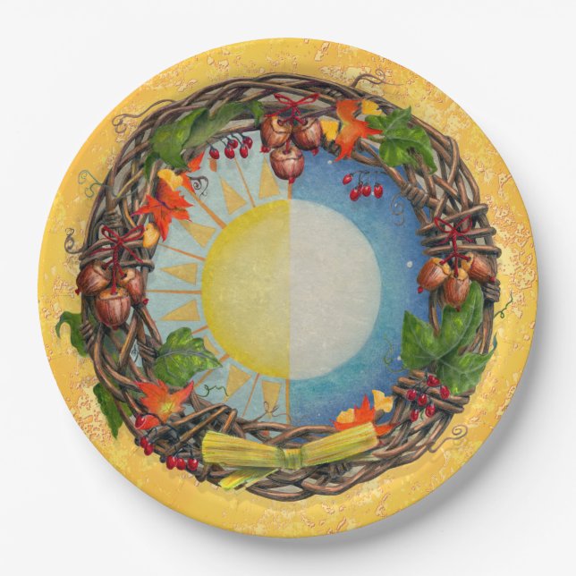 Mabon Wreath Paper Plate (Front)