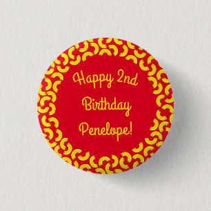 Mac and Cheese Birthday Party Macaroni 1 Inch Round Button