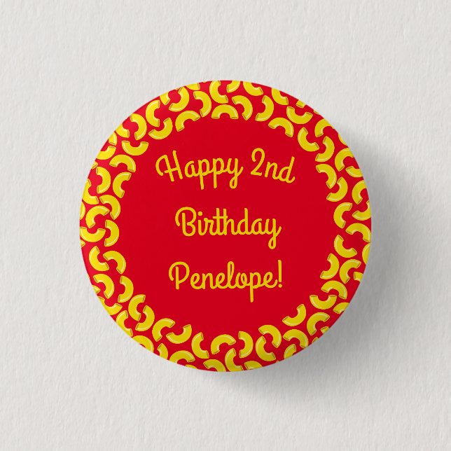 Mac and Cheese Birthday Party Macaroni 1 Inch Round Button (Front)