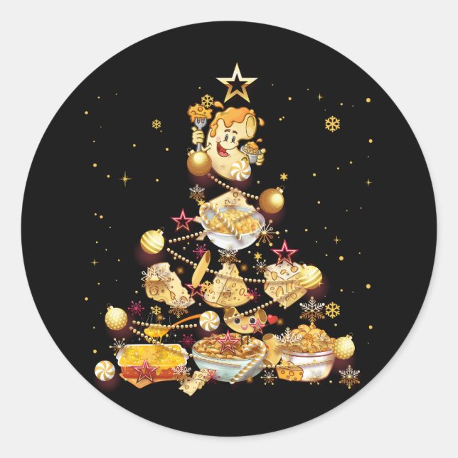 Mac And Cheese Christmas Tree Mac N Cheese Macaron Classic Round Sticker (Front)