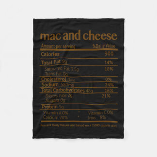 Mac And Cheese Costume Funny Food Nutrition Facts  Fleece Blanket