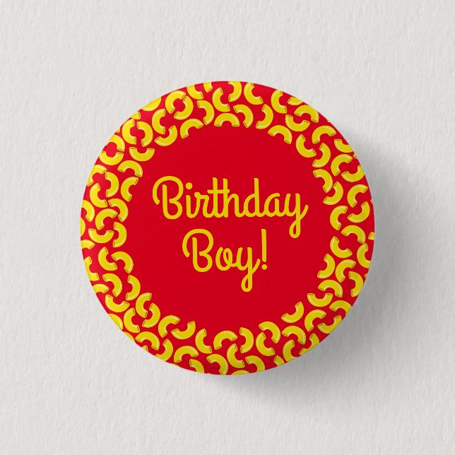Mac and Cheese Kid 1st Birthday Party Macaroni 1 Inch Round Button (Front)