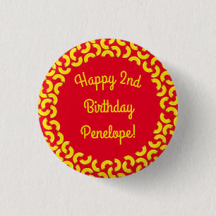 Mac and Cheese Kid 1st Birthday Party Macaroni 1 Inch Round Button
