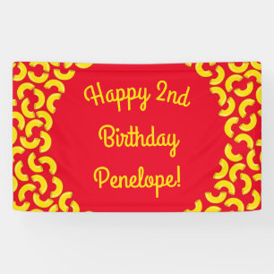 Mac and Cheese Kid 1st Birthday Party Macaroni Banner