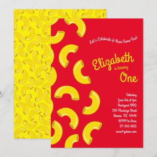 Mac and Cheese Kid 1st Birthday Party Macaroni Invitation