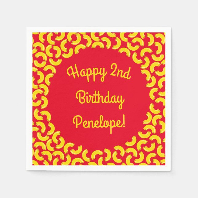 Mac and Cheese Kid 1st Birthday Party Macaroni Napkin (Front)