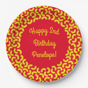 Mac and Cheese Kid 1st Birthday Party Macaroni Paper Plate