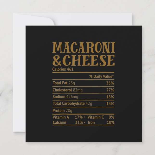 Mac and Cheese Nutrition Facts 2020 Thanksgiving Invitation (Front)