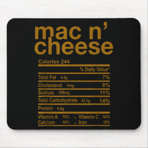 Mac And Cheese Nutrition Facts Funny Thanksgiving  Mouse Pad
