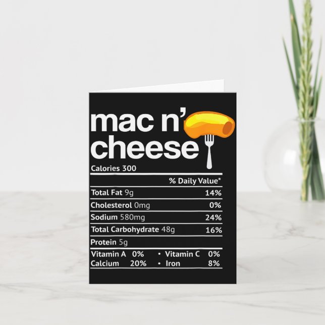 Mac And Cheese Nutrition Funny Thanksgiving Mac N' Card (Front)