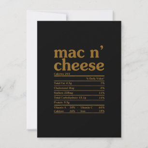 Mac and Cheese Nutrition Funny Thanksgiving Mac N' Invitation