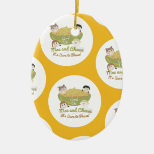 Mac and Cheese Please Pattern Ceramic Ornament