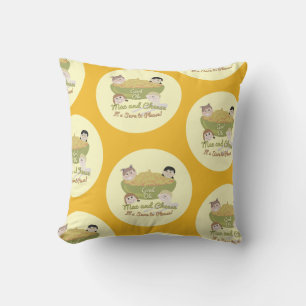Mac and Cheese Please Retro Kid Fun Pattern Throw Pillow