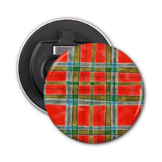 MAC BAIN TARTAN Button Bottle Opener (Front)