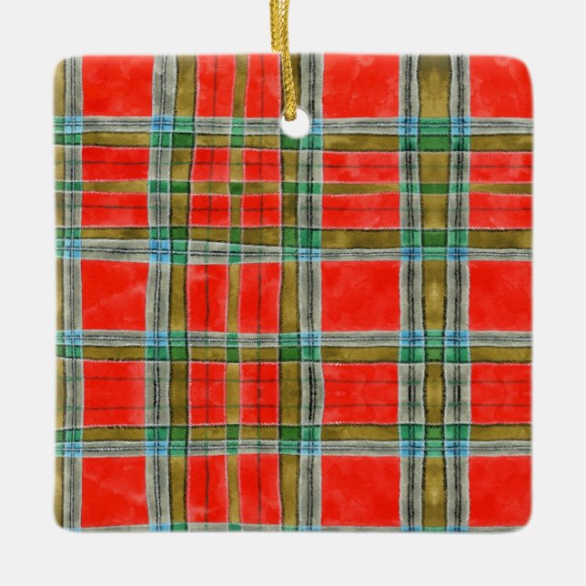 MAC BAIN TARTAN Ceramic Square Ornament (Front)