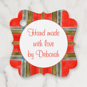 MAC BAIN TARTAN Fancy Square "Hand Made" Tags