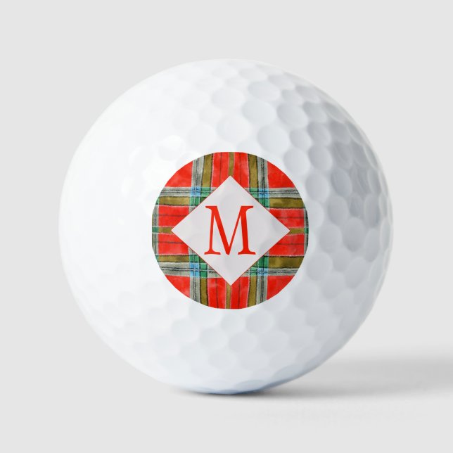 MAC BAIN TARTAN Golf Balls + Initial (Front)