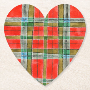 MAC BAIN TARTAN Heart Paper Coasters