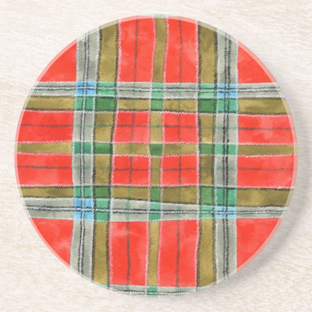 MAC BAIN TARTAN Round Sandstone Coaster (Front)