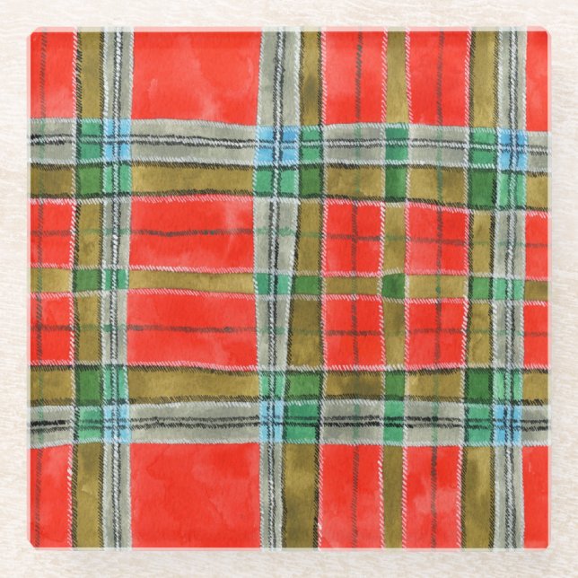 MAC BAIN TARTAN Square Glass Coaster (Front)