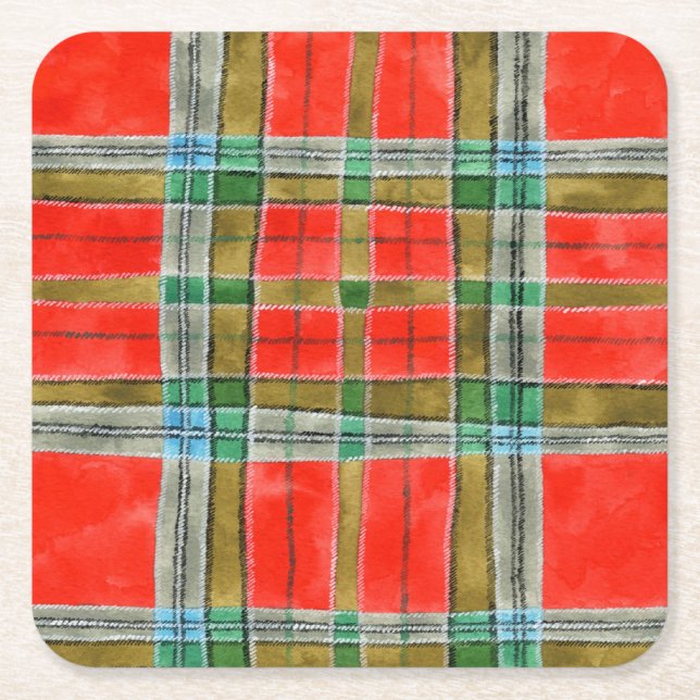 MAC BAIN TARTAN Square Paper Coasters (Front)