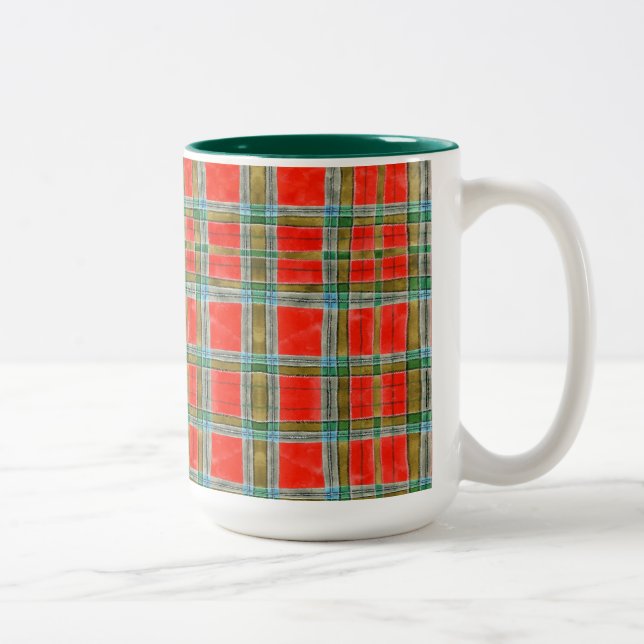 MAC BAIN TARTAN Tall Hunter Green Two-Tone Mug (Right)