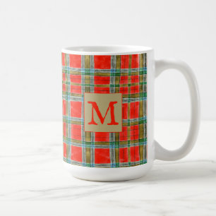 MAC BAIN TARTAN Tall White Mug + Initial