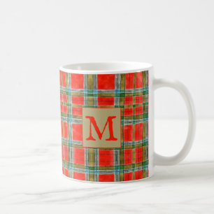 MAC BAIN TARTAN White Mug + Initial