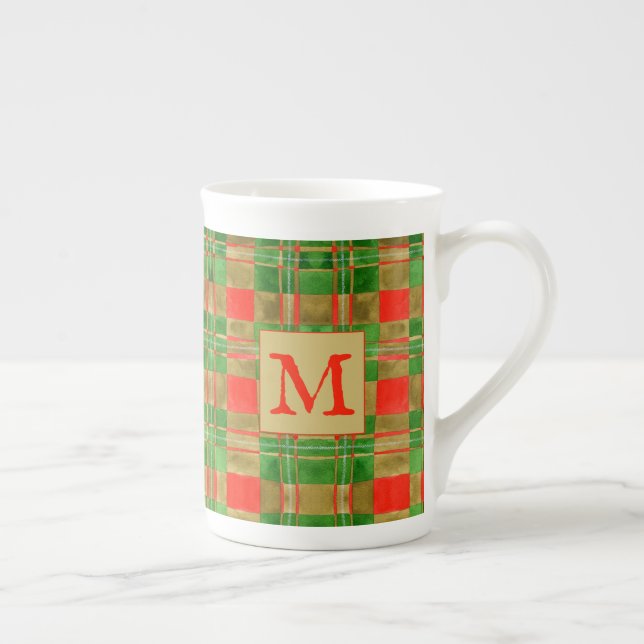MAC GREGOR TARTAN Bone China Mug + Initial (Right)