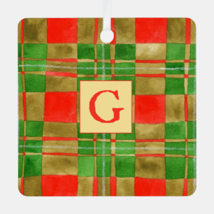 MAC GREGOR TARTAN Metal Square Ornament + Initial
