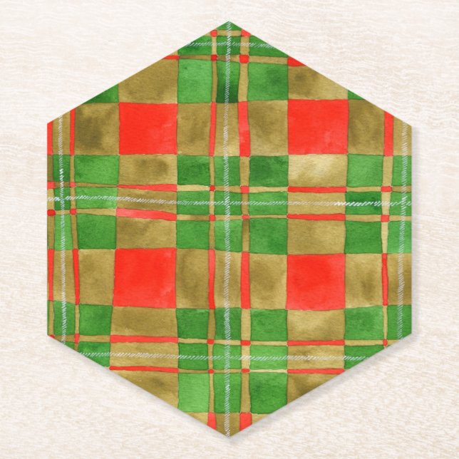 MAC GREGOR TARTAN Pointy Hexagon Paper Coasters  (Front)