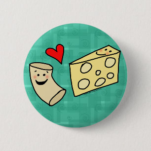 Mac Loves Cheese, Funny Cute Macaroni + Cheese 2 Inch Round Button