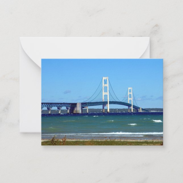 Mac puissant - Pont Mackinac - carte pour notes or (Devant)