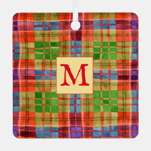 MAC RAE TARTAN Carré métallique Ornement + initial
