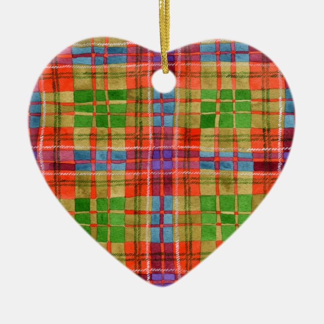 MAC RAE TARTAN Céramique Ornement cardiaque (Devant)