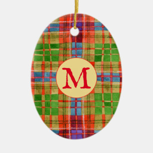 MAC RAE TARTAN céramique ornement ovale + initial