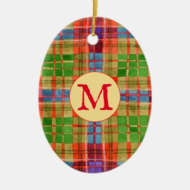 MAC RAE TARTAN céramique ornement ovale + initial (Devant)