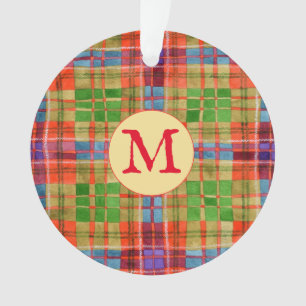 MAC RAE TARTAN Cercle acrylique Ornement + Initial