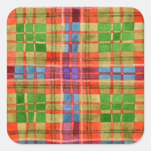 MAC RAE TARTAN Large Square Stickers