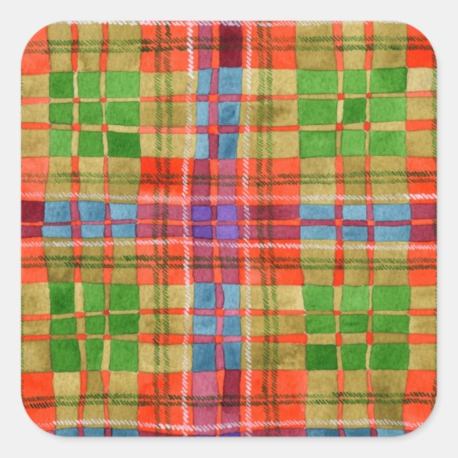 MAC RAE TARTAN Large Square Stickers (Front)