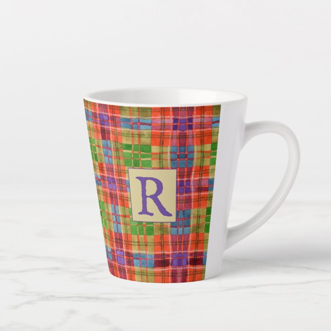 MAC RAE TARTAN Latte Mug + Text (Right)
