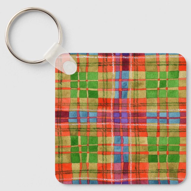 MAC RAE TARTAN Metal Square Keychain (Front)